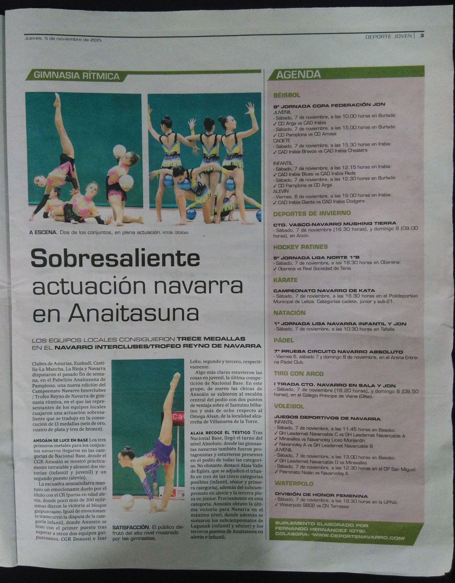 El Campeonato Navarro Interclubes, hoy en el Diario de Noticias